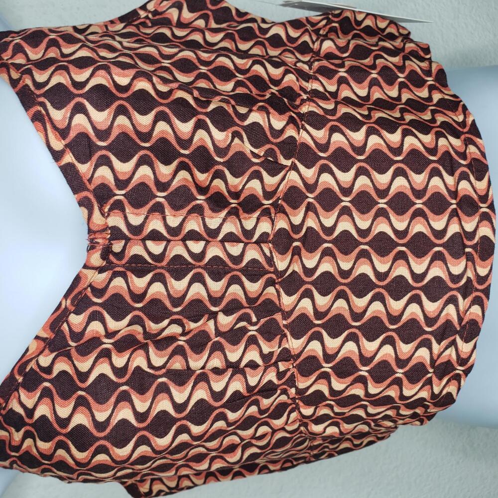 RVCA Womens Sz M Moxy Retro Groovy Print Linen Blend Tank Top Blouse(1850) - Picture 5 of 6